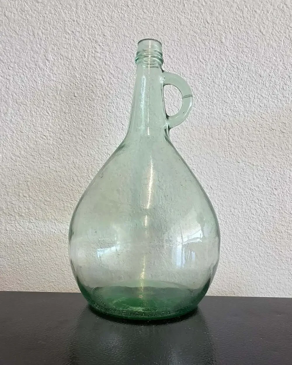 Vintage Green Glass Wine One Gallon Jug with Finger Loop